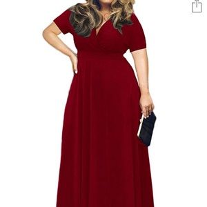 V-Neck Maxi Dress(New with Tags)- Red Wine